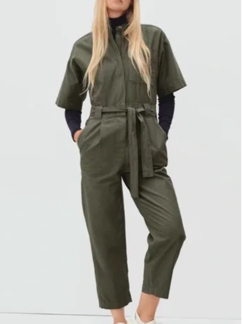 Olive Utility Tie-Waist Jumpsuit - Women's